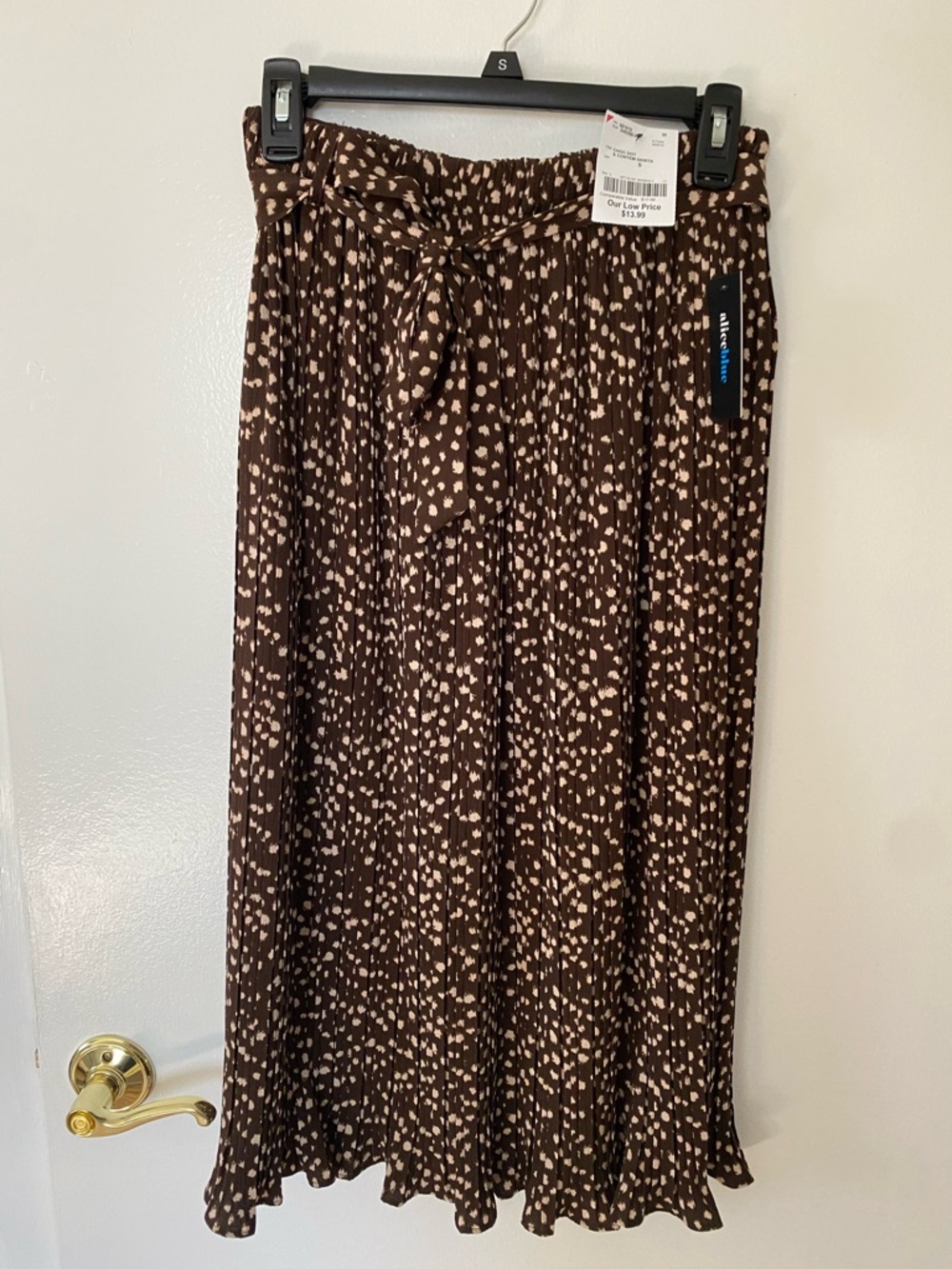Brown and Cream Printed Maxi Skirt with Self Tie